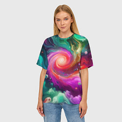 Футболка оверсайз женская Космическая неоновая фантазия - нейроарт, цвет: 3D-принт — фото 2