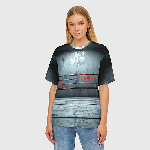 Женская футболка оверсайз Серый ринг / 3D-принт – фото 3