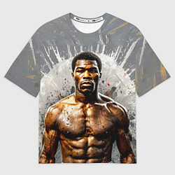 Футболка оверсайз женская Мухаммед Али на сером, цвет: 3D-принт