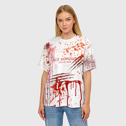 Футболка оверсайз женская Кровь с царапинами заляпанная, цвет: 3D-принт — фото 2