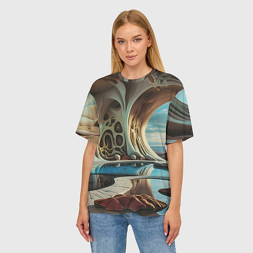 Женская футболка оверсайз Современная пещера / 3D-принт – фото 3