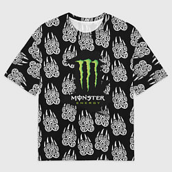 Футболка оверсайз женская Monster energy медвежьи лапы, цвет: 3D-принт