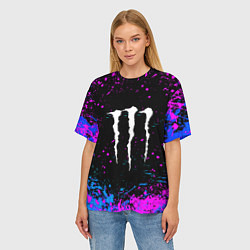 Футболка оверсайз женская Monster energy неоновый всплеск, цвет: 3D-принт — фото 2