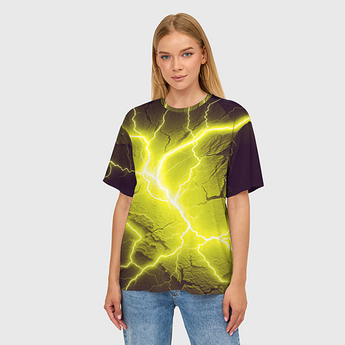 Женская футболка оверсайз Color yellow black / 3D-принт – фото 3