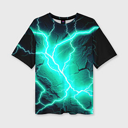 Футболка оверсайз женская Color light blue black, цвет: 3D-принт