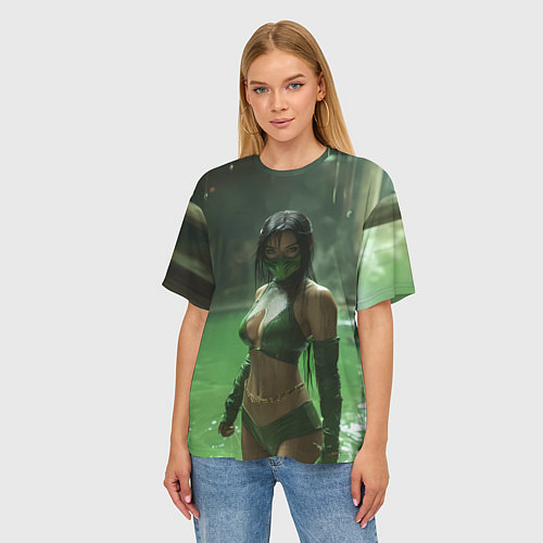 Женская футболка оверсайз Джейд в кислоте / 3D-принт – фото 3