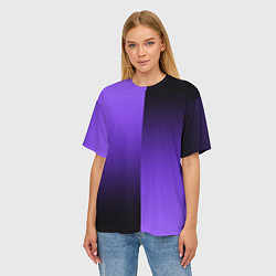 Футболка оверсайз женская Чёрно-сиреневый градиент пополам, цвет: 3D-принт — фото 2