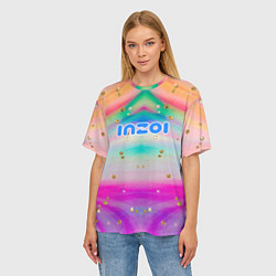 Футболка оверсайз женская Inzoi с золотыми звездочками, цвет: 3D-принт — фото 2