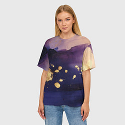 Футболка оверсайз женская Золотая краска на текстуре, цвет: 3D-принт — фото 2