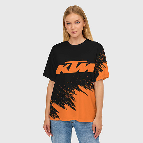 Женская футболка оверсайз Оранжевый КТМ / 3D-принт – фото 3