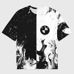 Футболка оверсайз женская BMW black fire, цвет: 3D-принт