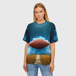 Футболка оверсайз женская Мяч для американского футбола синий дым, цвет: 3D-принт — фото 2