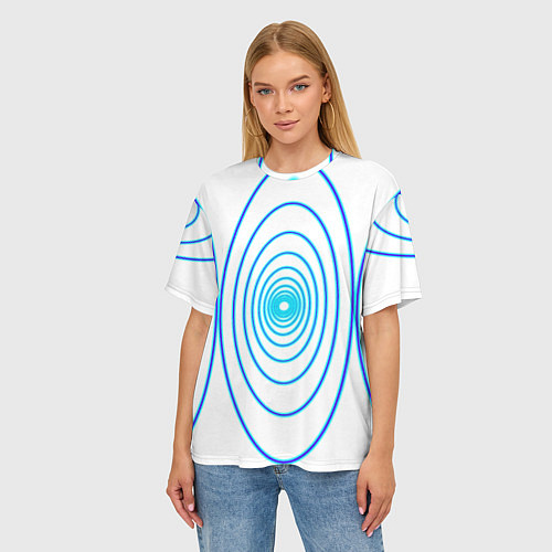 Женская футболка оверсайз Овалы с свечением / 3D-принт – фото 3