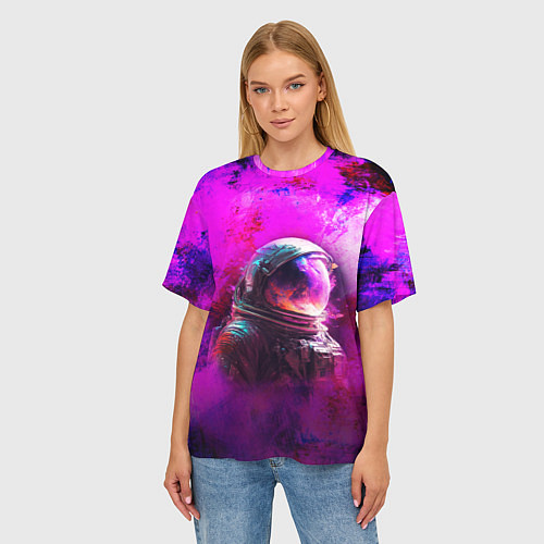 Женская футболка оверсайз Космонавт красочный / 3D-принт – фото 3