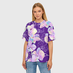 Футболка оверсайз женская Японские акварельные орхидеи, цвет: 3D-принт — фото 2