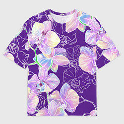 Футболка оверсайз женская Японские акварельные орхидеи, цвет: 3D-принт