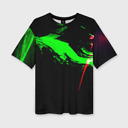 Футболка оверсайз женская Color black green red, цвет: 3D-принт