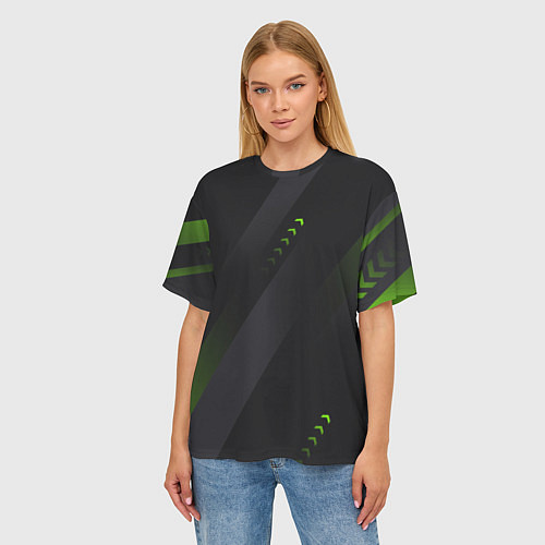 Женская футболка оверсайз Color black green / 3D-принт – фото 3