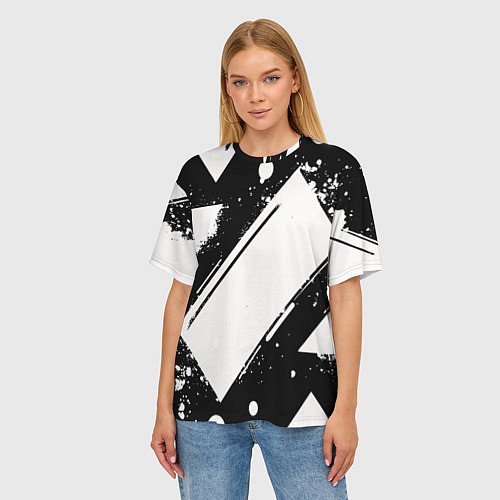 Женская футболка оверсайз Color black white / 3D-принт – фото 3