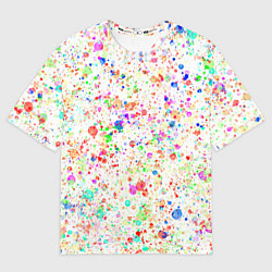 Футболка оверсайз женская Белый с разноцветными брызгами, цвет: 3D-принт