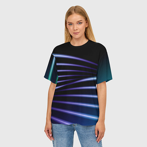 Женская футболка оверсайз Color black blue / 3D-принт – фото 3