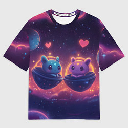 Футболка оверсайз женская Милые пришельцы в космосе, цвет: 3D-принт