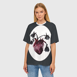 Футболка оверсайз женская Цветы любви: увядшее сердце, цвет: 3D-принт — фото 2