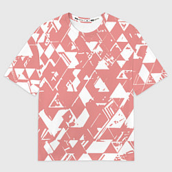 Футболка оверсайз женская Розовый с белыми вставками абстрактный, цвет: 3D-принт