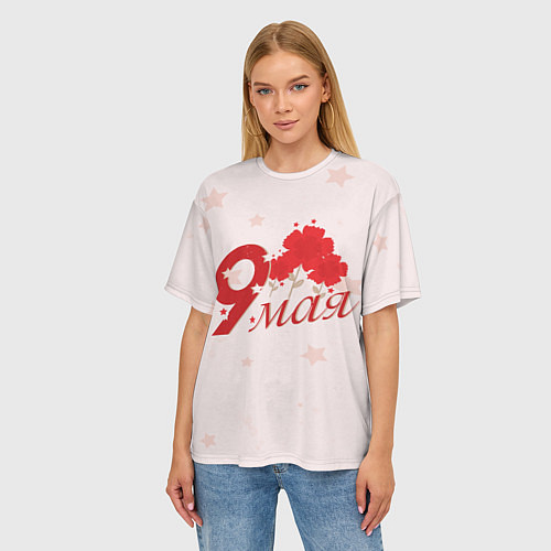 Женская футболка оверсайз 9 мая со звездами / 3D-принт – фото 3