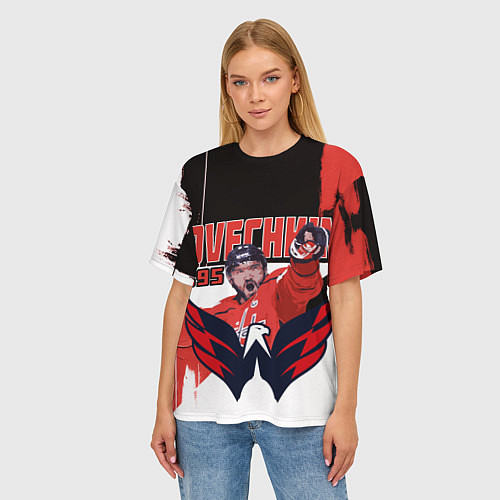Женская футболка оверсайз Александр Овечкин 895 голов / 3D-принт – фото 3