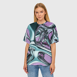 Футболка оверсайз женская Металлическая абстракция на фиолетовом фоне, цвет: 3D-принт — фото 2