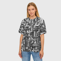 Футболка оверсайз женская Серый геометричные полоски, цвет: 3D-принт — фото 2