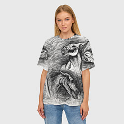 Футболка оверсайз женская Черепа лошадей, цвет: 3D-принт — фото 2