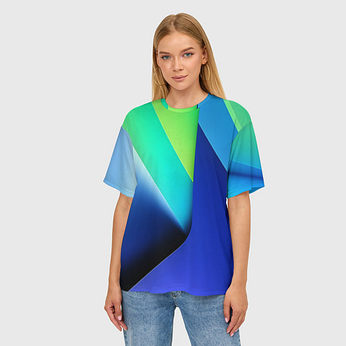 Женская футболка оверсайз Color blue green / 3D-принт – фото 3