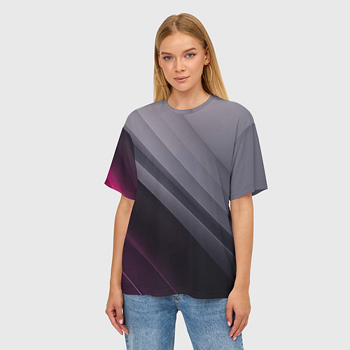 Женская футболка оверсайз Color black grey / 3D-принт – фото 3