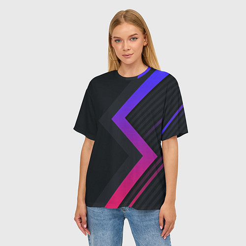Женская футболка оверсайз Color black line / 3D-принт – фото 3