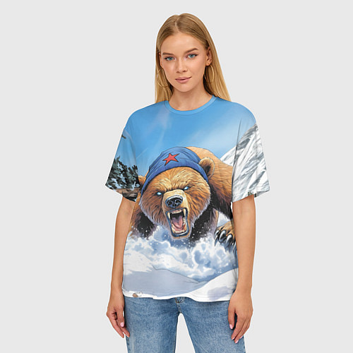 Женская футболка оверсайз Злой русский медведь / 3D-принт – фото 3