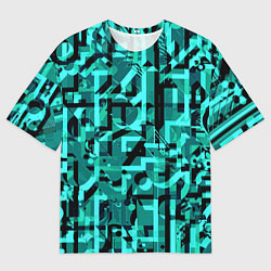 Футболка оверсайз женская Неоновый голубой объёмный эффект, цвет: 3D-принт