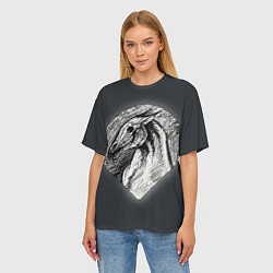 Футболка оверсайз женская Черепа лошадей - эскиз, цвет: 3D-принт — фото 2