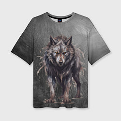 Футболка оверсайз женская The fierce wolf, цвет: 3D-принт
