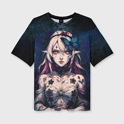 Футболка оверсайз женская Кастория дарк реализм, цвет: 3D-принт
