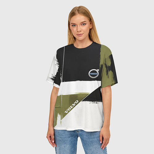 Женская футболка оверсайз Volvo логотип / 3D-принт – фото 3