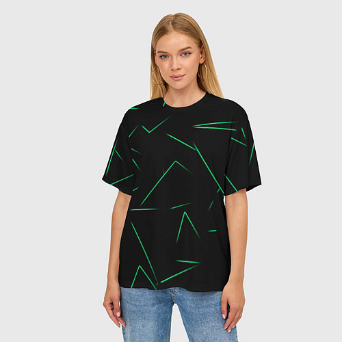 Женская футболка оверсайз Color light green line / 3D-принт – фото 3