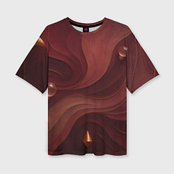 Футболка оверсайз женская Темно-бордовый волнистый узор, цвет: 3D-принт