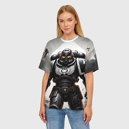Женская футболка оверсайз Warhammer 40k космодесант / 3D-принт – фото 3