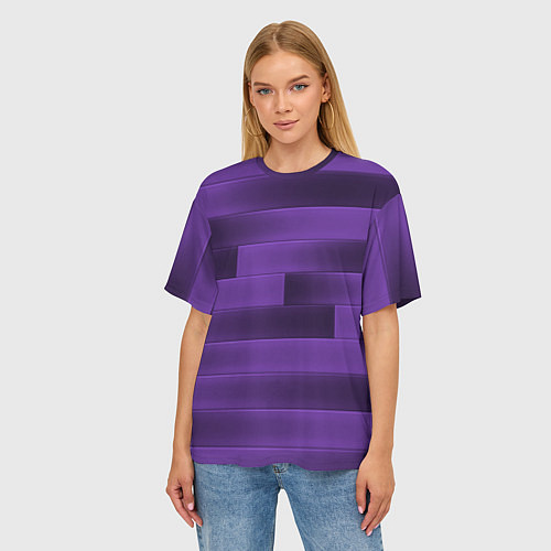 Женская футболка оверсайз Color purple square / 3D-принт – фото 3
