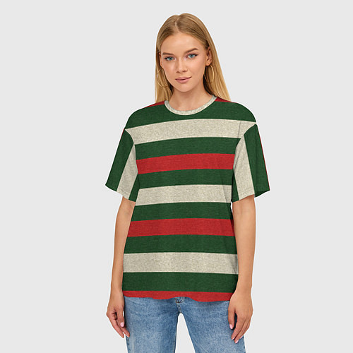 Женская футболка оверсайз Цветные лини текстура ткани / 3D-принт – фото 3