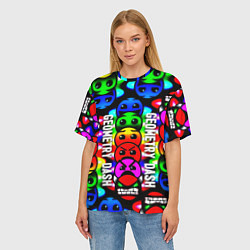 Футболка оверсайз женская Geometry dash neon gradient, цвет: 3D-принт — фото 2