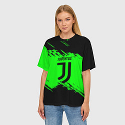 Футболка оверсайз женская Juventus черные краски, цвет: 3D-принт — фото 2