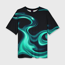 Женская футболка оверсайз Color turquoise black